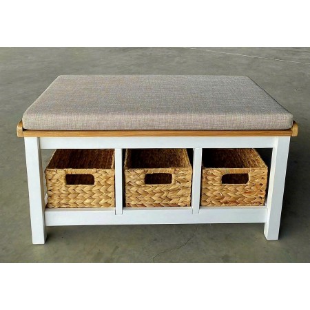 385245 : Ghế Băng Gỗ Sồi + Nệm Với Rỗ Lục Bình